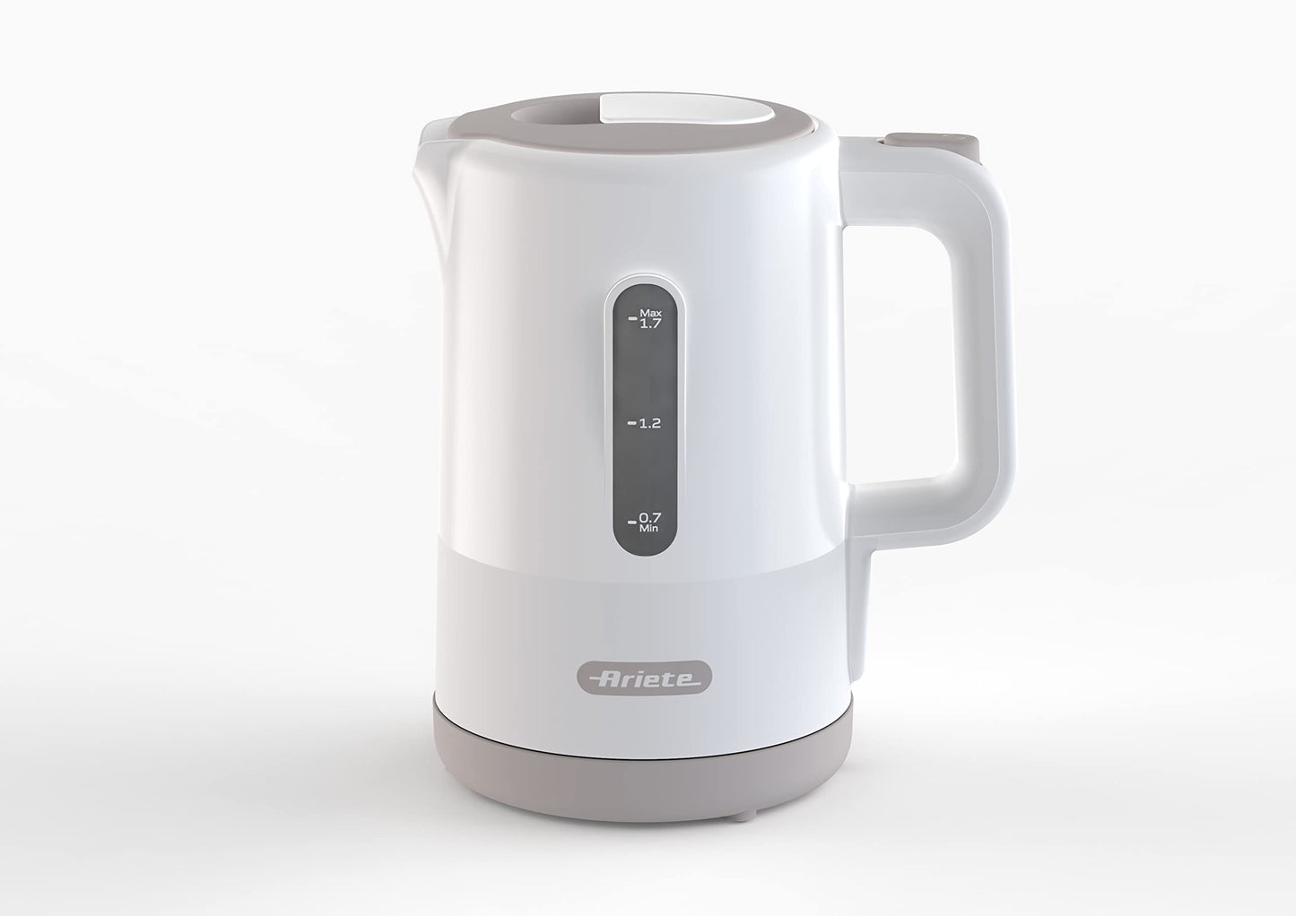 Ariete Breakfast 2845 - White electric kettle with visible water level, 360° cordless base, auto shut-off, 1.7L capacity, 2200W.