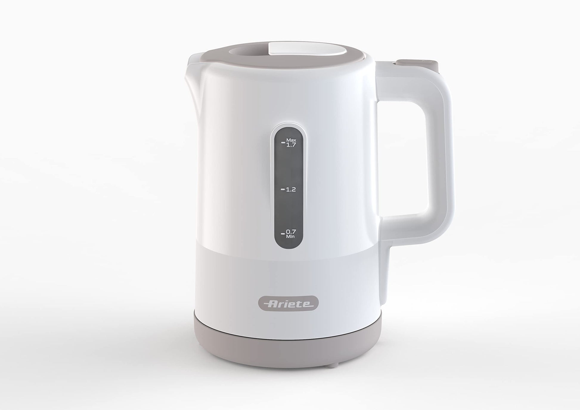 Ariete Breakfast 2845 - White electric kettle with visible water level, 360° cordless base, auto shut-off, 1.7L capacity, 2200W.