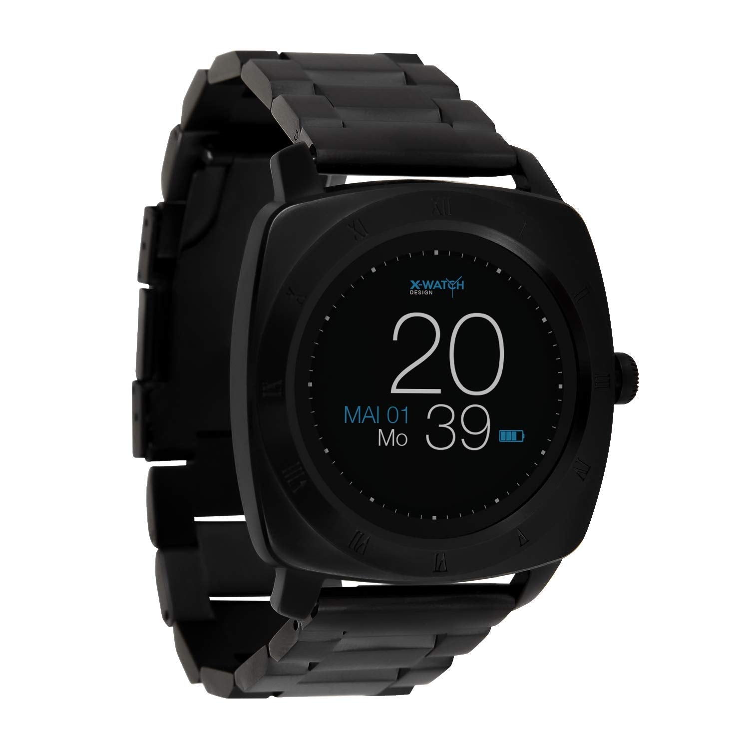 X-WATCH 54026 NARA XW Pro - Premium men's smartwatch, compatible with Apple iOS and Android, dark steel design.