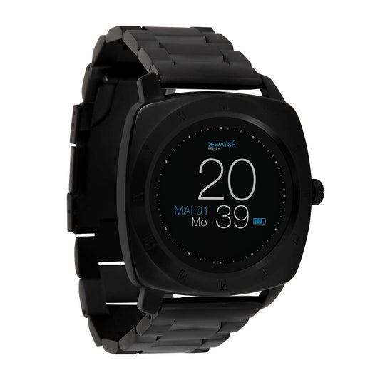 X-WATCH 54026 NARA XW Pro - Premium men's smartwatch, compatible with Apple iOS and Android, dark steel design.