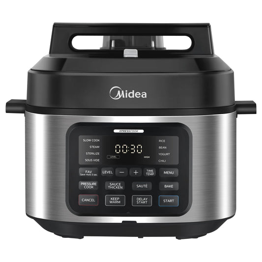 Midea ātrspiediens, 9-in-1, multicooker ar 12 funkcijām, 6 L ātrspiediens, rīsu vārītājs, tvaika vārītājs, jogurta ražotājs, lēnās gatavošanas katls un sous vide, sautēšanas katls, receptes grāmata, nerūsējošais tērauds