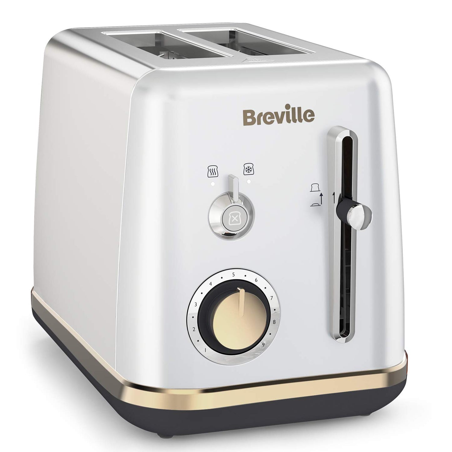 Breville tosteris divām šķēlēm ar maizīšu uzgali | Mostra kolekcija | Mēness gaismas sudrabs ar zelta akcentiem