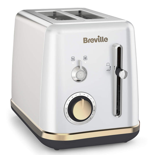 Breville tosteris divām šķēlēm ar maizīšu uzgali | Mostra kolekcija | Mēness gaismas sudrabs ar zelta akcentiem