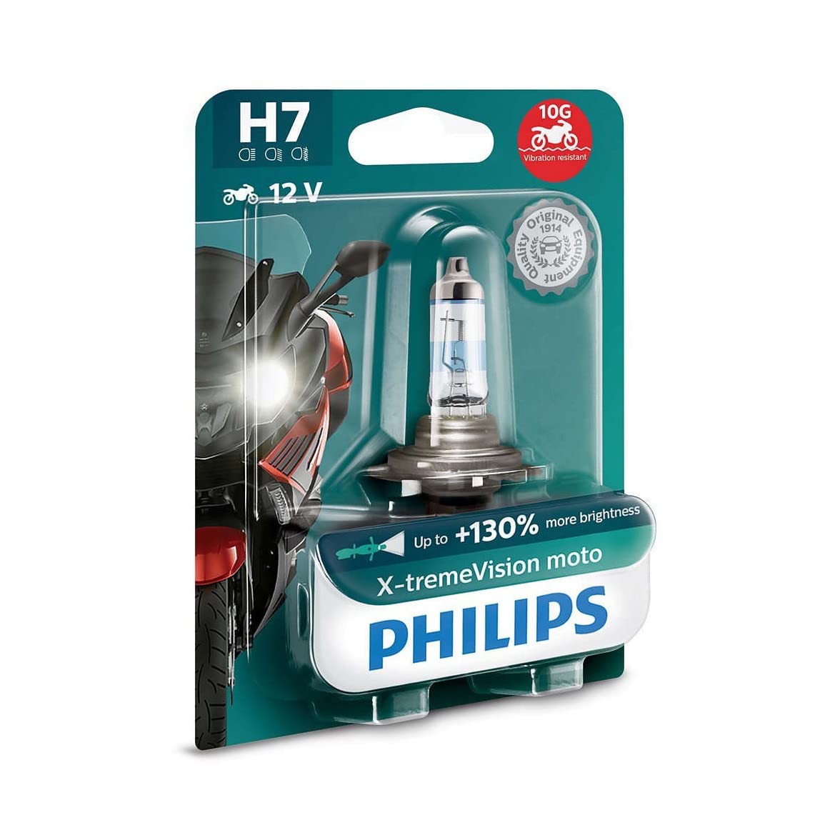 Philips 12972XV+BW X-Tremevision Moto +130% H7 motocikla priekšējā lampa, 1 gabals