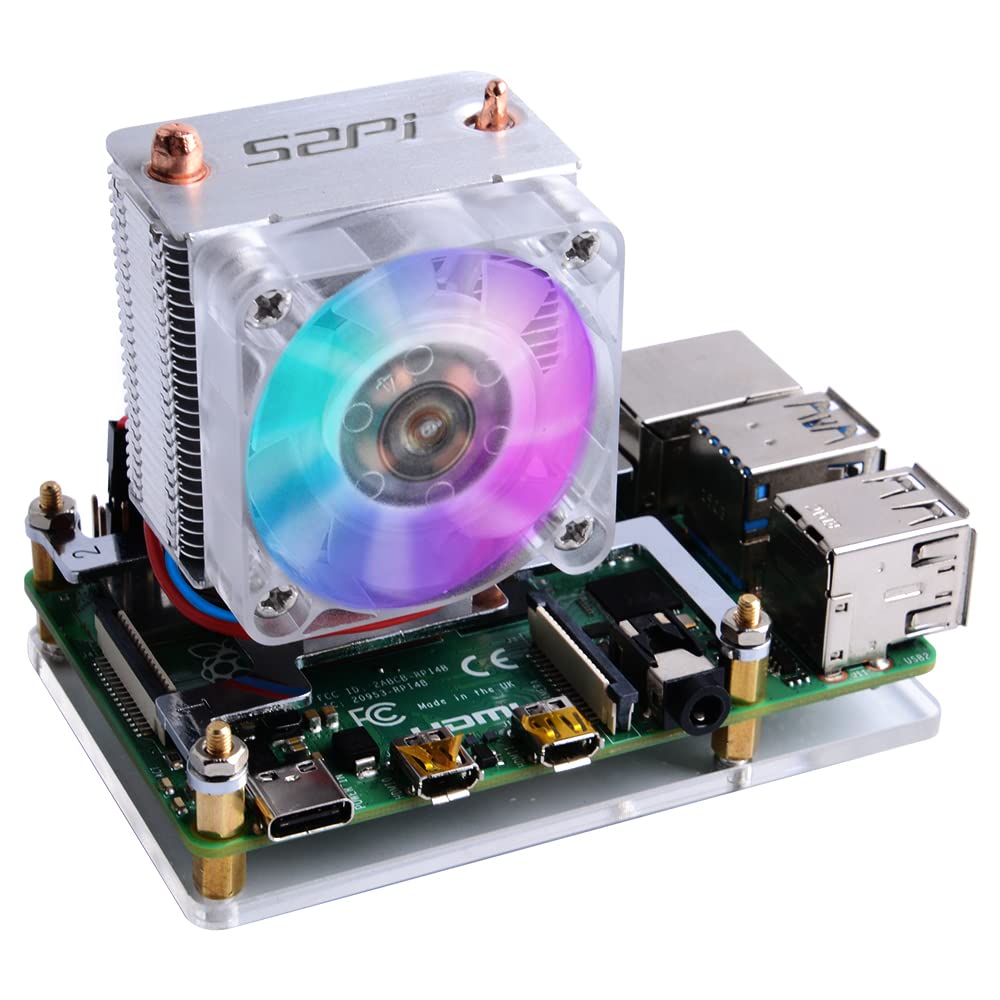 GeeekPi ICE Tower CPU Ventilator - Transparent design, efficient cooling for Raspberry Pi 4 Model B, 3B+, and 3 Model B.