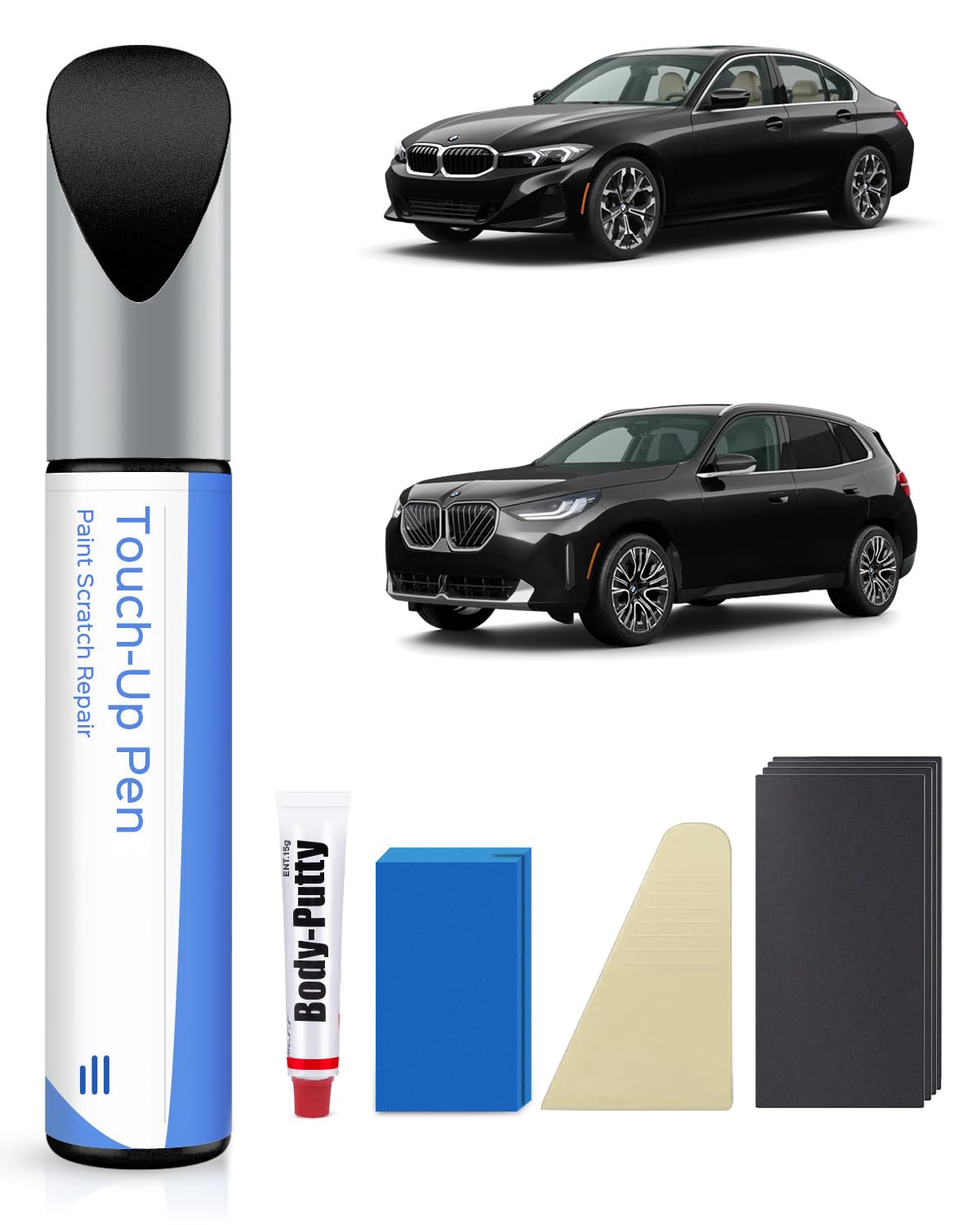 668 Schwarz II lakas stift komplekts BMW 1/2/3/4/5/6/7 sērijai, Alpina-B7, i4, M3, M5, M6, X1/X2/X3/X4/X5/X6/X7/Z4
