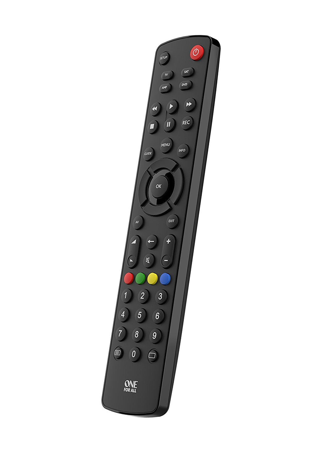 One For All Contour 4 Universālā tālvadības pults TV - 4 ierīču vadība - TV / Smart TV, Set Top Box, DVD, Blu-Ray un audio ierīces - garantēti darbojas ar visām ražotāju markām – URC1240