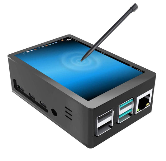 Jun_Electronic Raspberry Pi 4 - 3.5" TFT-LCD touchscreen with protective cover and fan, 320 x 480 resolution for gaming.