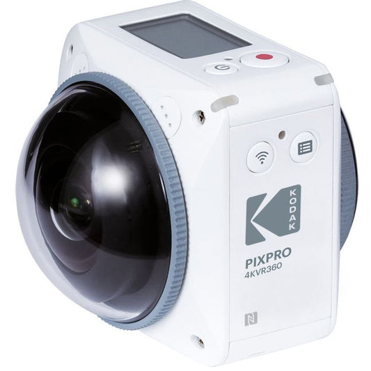 Kodak Pixpro Action Kamera 4KVR360 - 360° video, 4K resolution, waterproof, compact design, ultimate bundle in white.