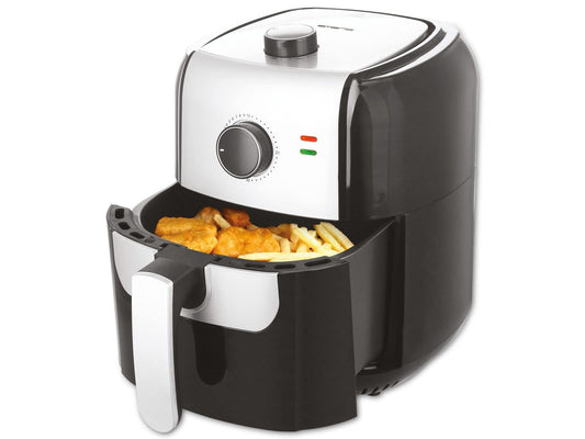 Emerio AF-123543 SmartFryer - 5.5L capacity, 1400W, oil-free hot air frying, sleek black design.