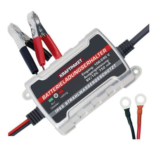 Dino KRAFTPAKET 750mAh-6V/12V uzturēšanas lādētājs, vieds un pilnībā automātisks uzlādes uzturētājs svina skābes, GEL, EFB, AGM akumulatoriem, auto, motociklam, vieglajai automašīnai, laivai