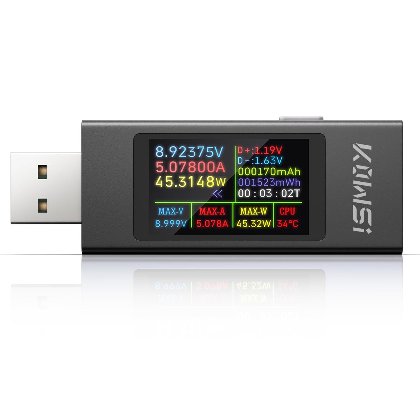 USB testeris YEREADW Digital, 4-30V 0-12A PD QC, USB voltmetrs, jaudas mērītājs, kapacitātes un sprieguma testeris, strāvas mērītājs, USB jaudas kapacitātes detektors (KWS-MX23)