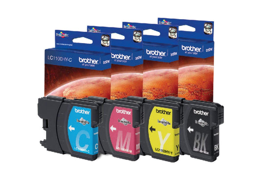 Brother LC-1100HY ink cartridges value pack - high-yield, compatible with MFC-5890CN, MFC-5895CW, MFC-6490CW, DCP-6690CW.