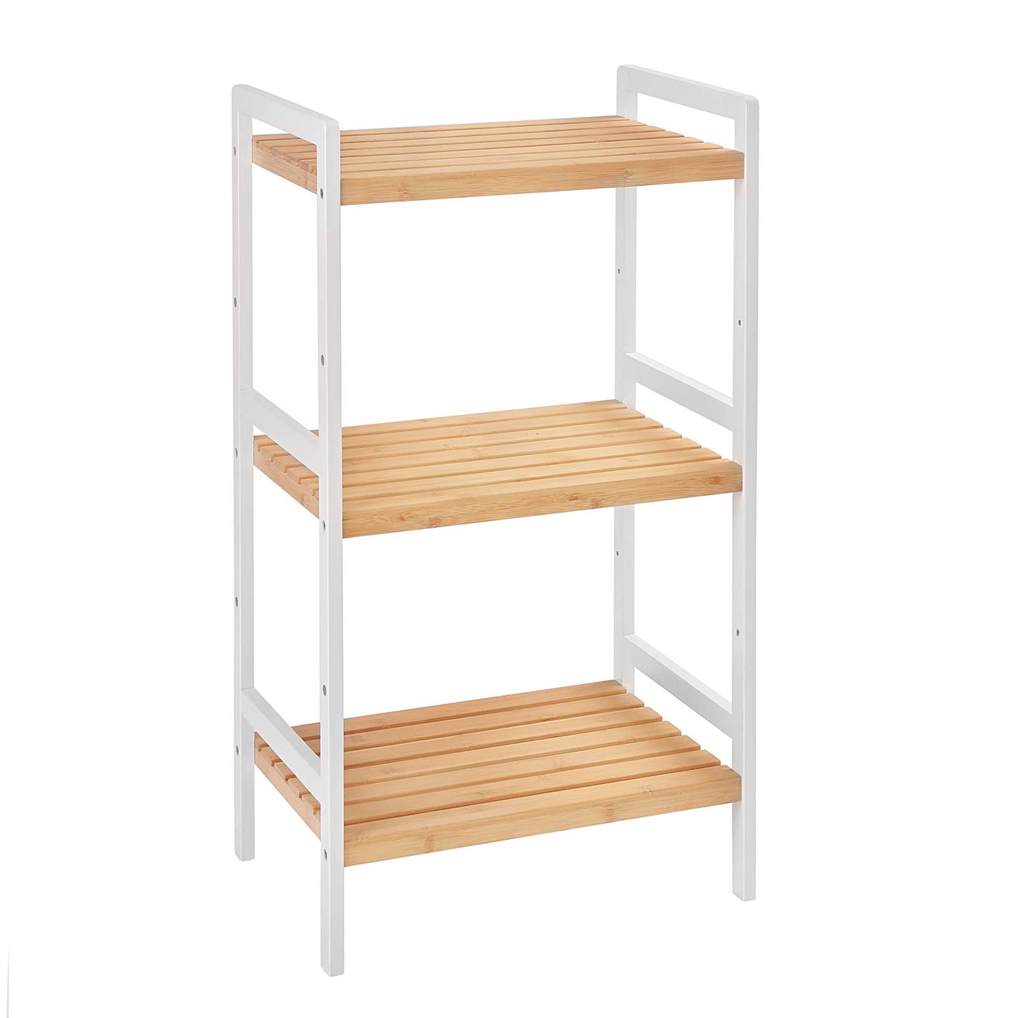 SONGMICS bambusa plaukts, virtuves plaukts, vannas istabas plaukts, grāmatu plaukts, statīva plaukts ar 3 plauktiem, 45 x 31,5 x 80 cm, vannas istabai, virtuvei, viesistabai, guļamistabai, balkonam, dabīga krāsa BCB73Y