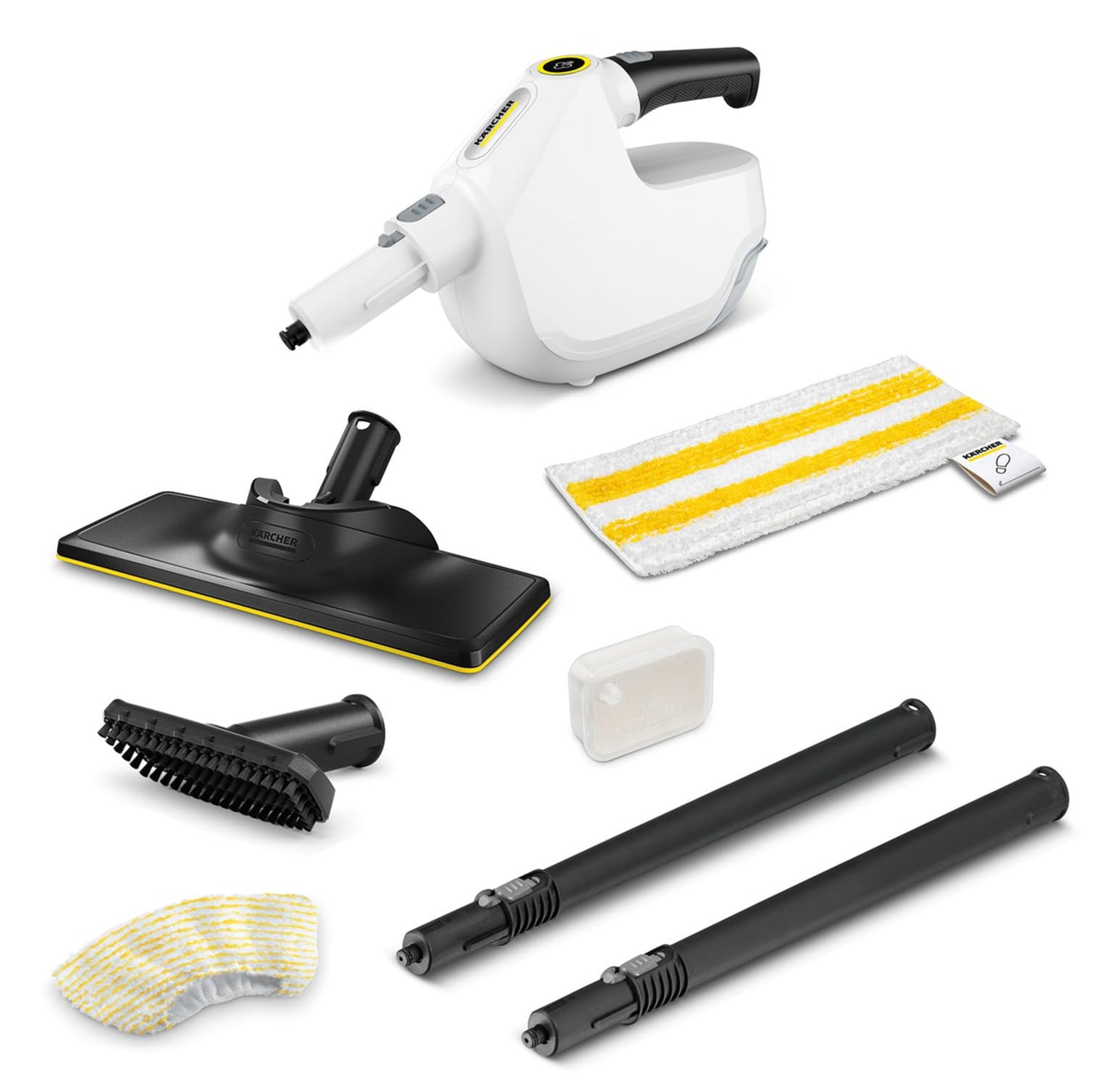 Kärcher tvaika tīrītājs SC 1 Multi & Up, 30 s uzsildes laiks, apm. 20 m², 0,2 l, 1,6 kg, EasyFix Large grīdas uzgalis, 1 mikrošķiedras grīdas lupatiņa Large, atkaļķošanas kasetne