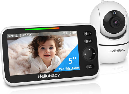 HelloBaby bērnu monitors ar kameru, bez Wi‑Fi, 5" IPS, HB6550, 3500 mAh