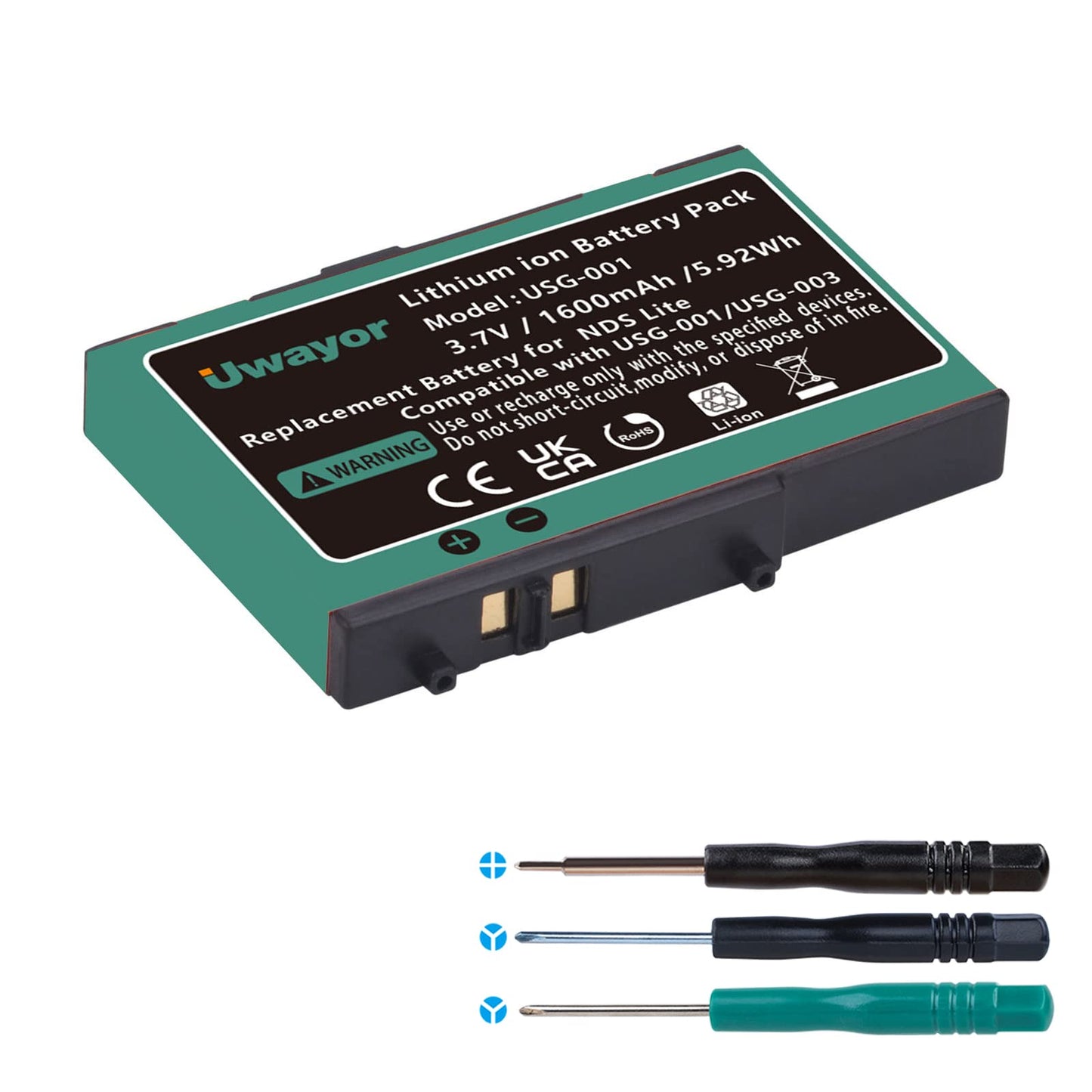 DS Lite akumulators Uwayor 1600mAh uzlādējams litija jonu akumulators Nintendo DS Lite