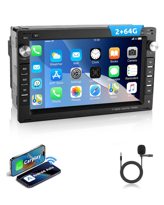 ESSGOO Android 15 auto radio 2+64G ar bezvadu CarPlay un Android Auto VW