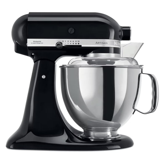 Virtuves kombains KitchenAid Artisan ar paceļamu galvu, mīklas mīcīšanas mašīna ar 5 piederumiem, 2 nerūsējošā tērauda bļodas, 4.8 L, Onyx black