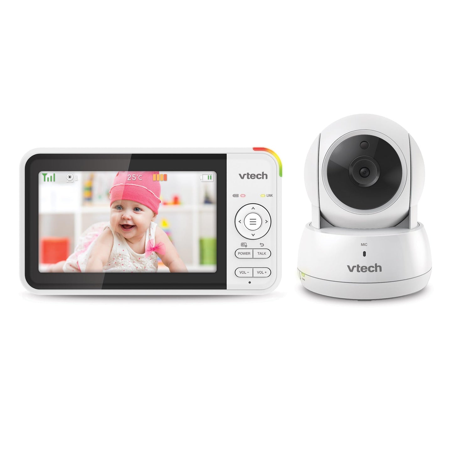Video bērnu monitors VTech VM924 ar kameru, 5" LCD displejs, ilgs akumulatora darbības laiks, nakts redzamība, 300 metri, Pan Tilt Zoom, šūpuļdziesmas, nomierinošas skaņas, temperatūras sensors