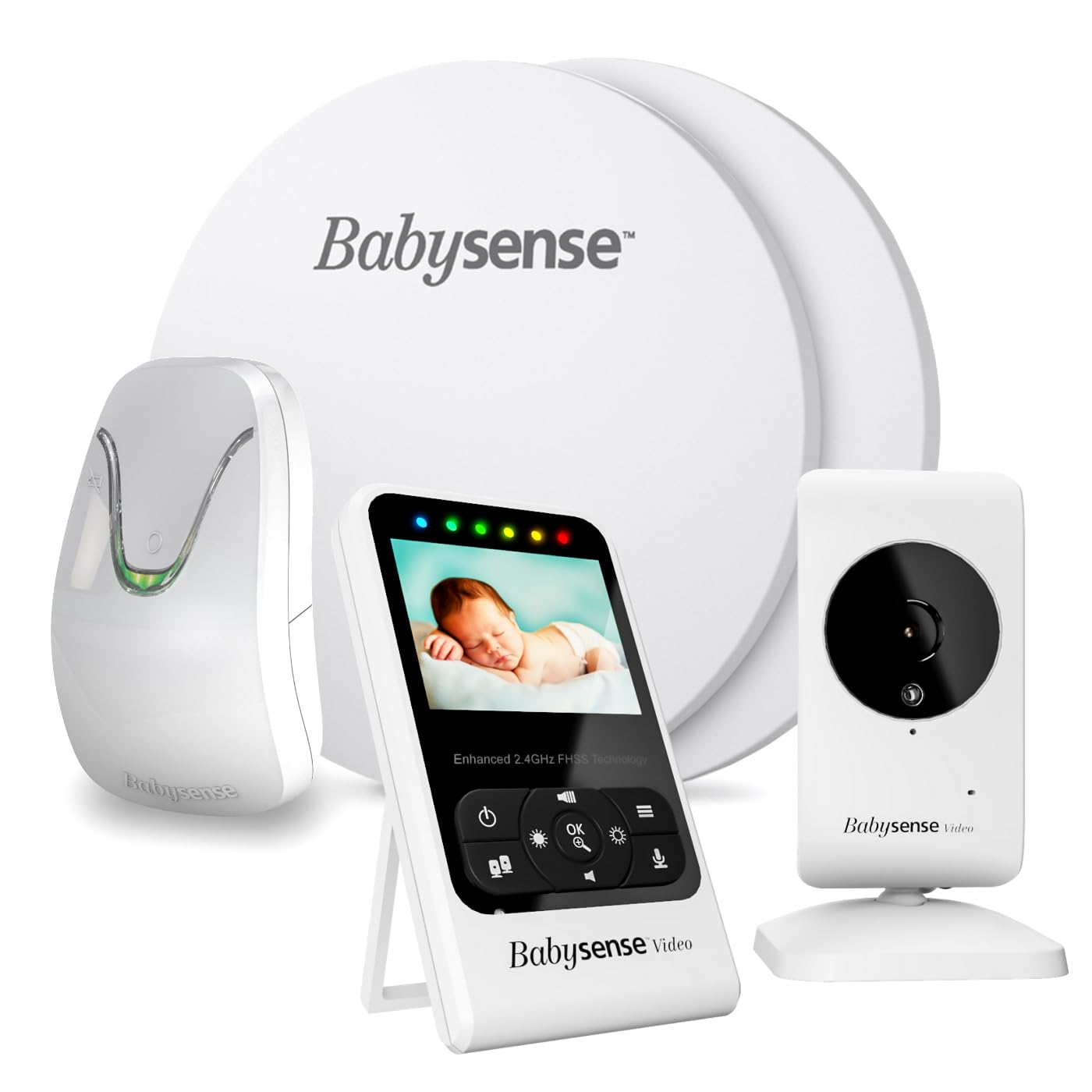 Zīdaiņu monitors Babysense video ar 2,4 collu ekrānu un mazuļa kustību monitoru ar reāllaika paziņojumiem, bezkontakta, 2-in-1, tikai lietošanai mājās
