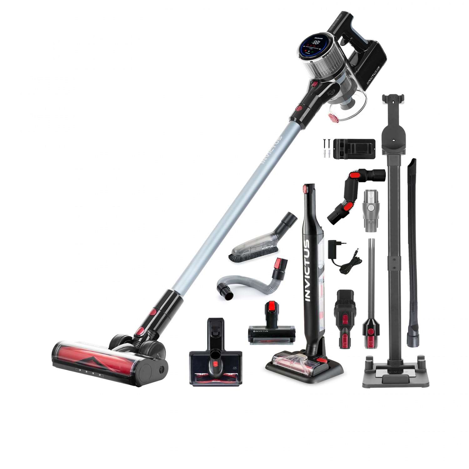 Genius Invictus X9 Facelift Deluxe - 26-in-1 bezvadu putekļsūcējs, HEPA filtrs, LED, līdz 55 min, mitrs un sauss.