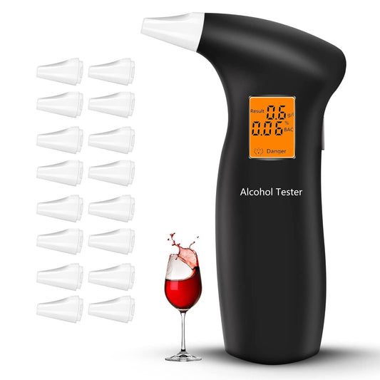Alkometrs RUTIDA – policijas precizitātes alkohola testeris ar 16 iemutņiem un digitālu LCD displeju