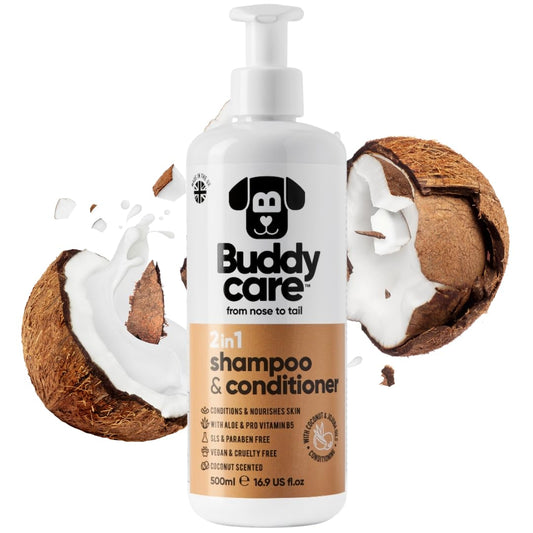 Suņu šampūns un kondicionieris 2 vienā Buddycare, 500ml, ar alveju un provitamīnu B5