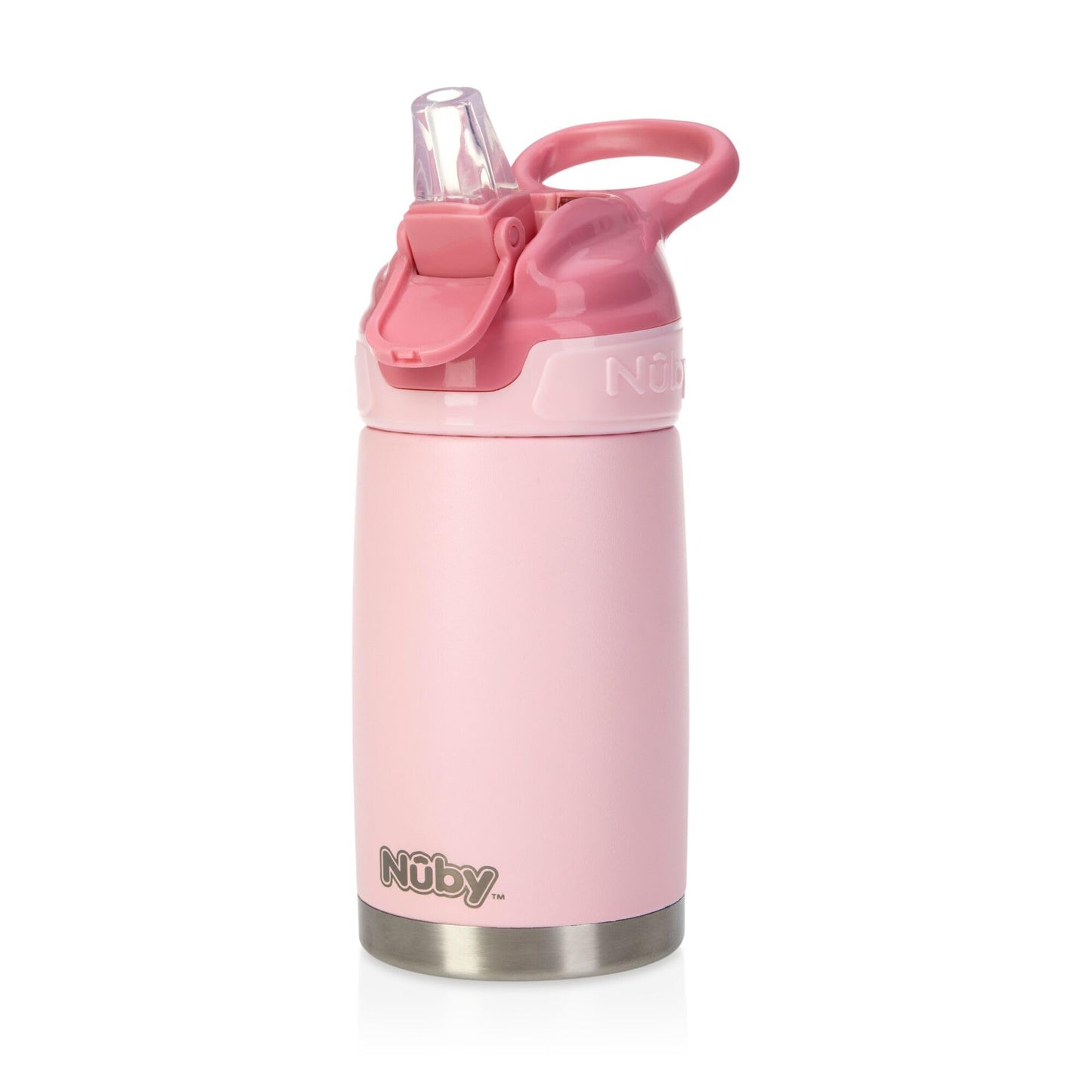 Nuby Flip-It izolēta nerūsējošā tērauda dzeramā pudele, 300 ml, no 18 mēnešiem, rozā