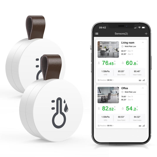 Brifit mini termometrs un higrometrs, Bluetooth termometrs un higrometrs ar lietotni un datu saglabāšanu, digitāls temperatūras un mitruma sensors mājai, birojam, siltumnīcai, vīna pagrabam, 2 gab.