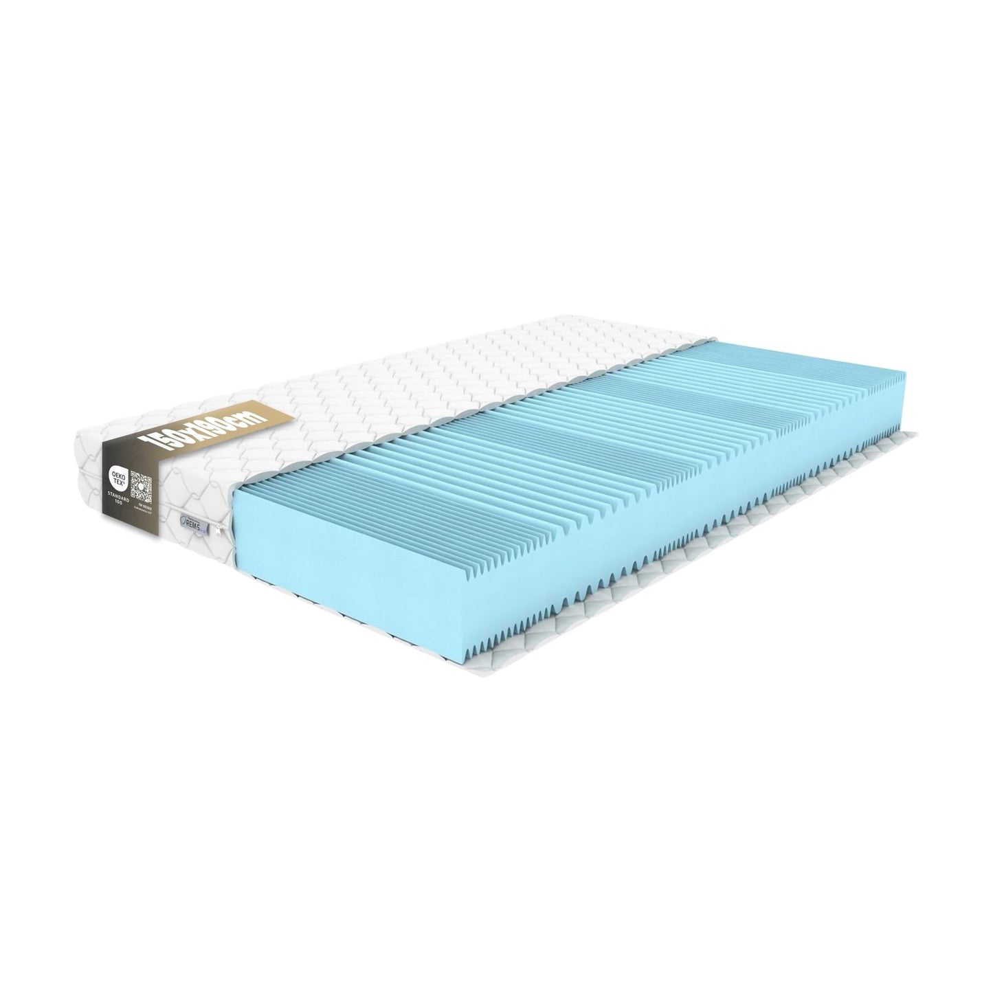 Matracis 150x190 cm, 15 cm augsts, H4, 7 komforta zonas, elastīgas poliuretāna putas, komforta putas, trīsslāņu hipoalerģisks pārvalks, OEKO-TEX sertificēts
