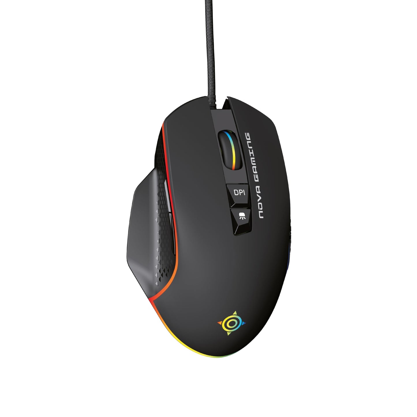 NOVA GAMING TAURUS – vadu spēļu pele ar optisko sensoru, DPI 1200-7200, RGB, 13 LED, 7 pogas, neslīdošas malas.