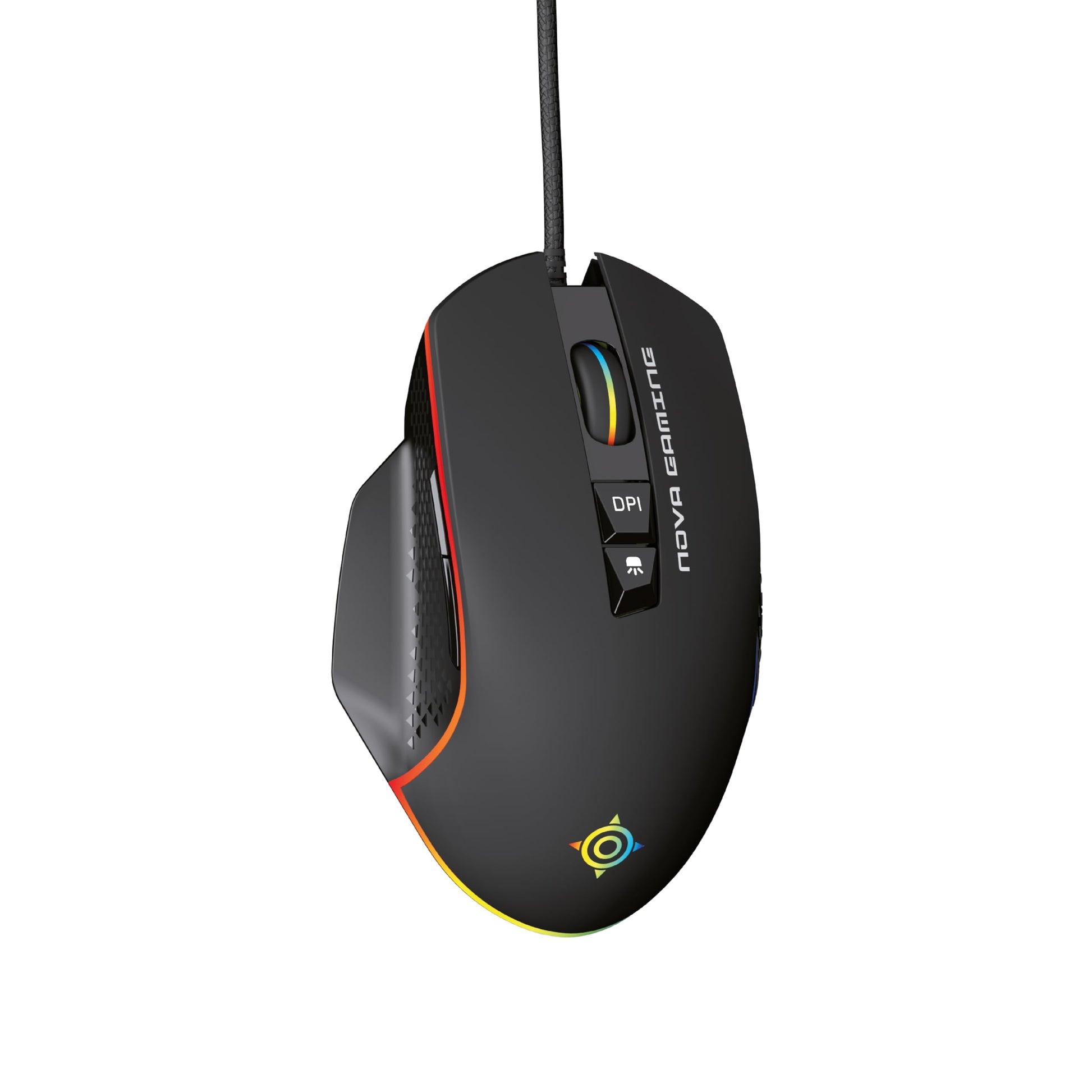 NOVA GAMING TAURUS – vadu spēļu pele ar optisko sensoru, DPI 1200-7200, RGB, 13 LED, 7 pogas, neslīdošas malas.