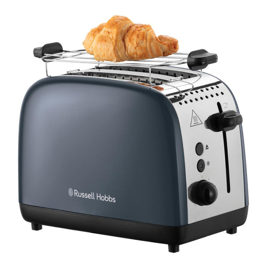 Russell Hobbs tosteris [2 šķēlēm] Colours Plus nerūsējošais tērauds pelēks (paplašinātas tosta atveres, ieskaitot maizīšu uzgaļus, 6 brūnināšanas līmeņi + atkausēšanas funkcija, Lift & Look funkcija, 1600W) 26552-56