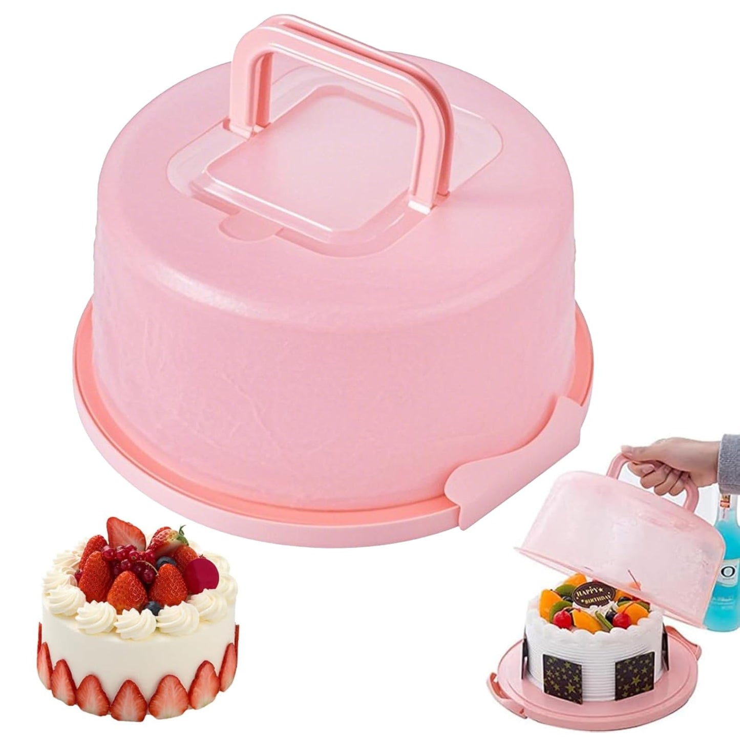 Kūku trauks, apaļš kūku un tortes konteiners ar vāku, plastmasas kūku glabāšanas un transportēšanas kaste