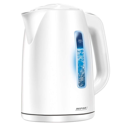 MPM MCZ-66 Electric Kettle - 1.7L capacity, cordless, BPA-free, anti-calc filter, auto shut-off, 2200W, white.