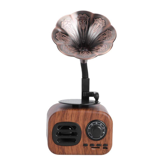 Yadoo Bluetooth skaļrunis, portatīvs vintage gramofons, vinila atskaņotājs ar vinila diska piedziņu, retro fonogrāfs mobilajam telefonam un planšetdatoram, SD karte, bezvadu atskaņošana, ilgs kalpošanas laiks