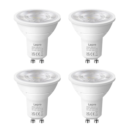 GU10 LED spuldze Lepro, silti balta 6W, 630 lm, nedimējama