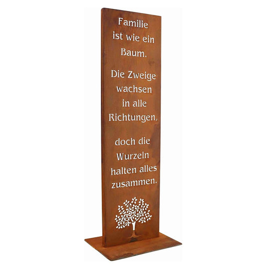 Rostikal dārza zīme ģimene 55 cm, īsta rūsas patina, dārza dekors, dāvana, laikapstākļiem izturīga