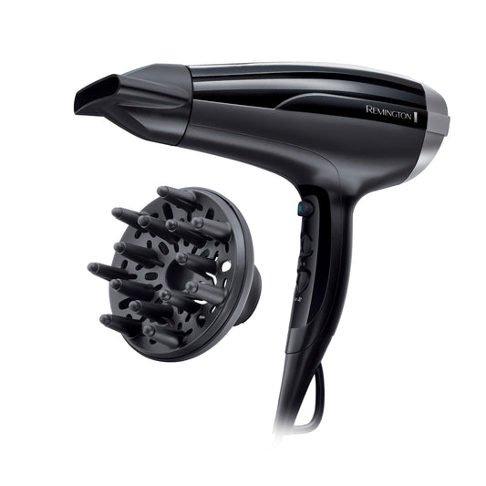 Remington matu fēns joni [viegls un jaudīgs] Pro Air-Shine (2300 W, keramikas-turmalīna gredzens, stila uzgalis, difuzors, 3 sildīšanas un 2 atsevišķas ventilatora pakāpes, atdzesēšanas pakāpe) D5215, melns