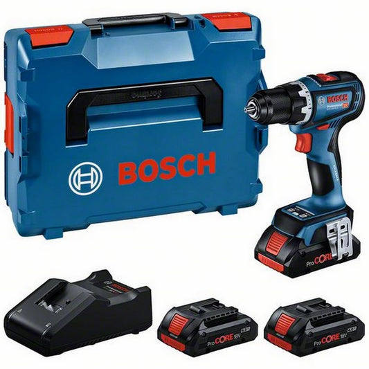 Bosch Professional 18V akumulatora urbjmašīna GSR 18V-90 - 3x ProCORE 4.0-Ah akumulators, ātrā lādētājs, L-BOXX.