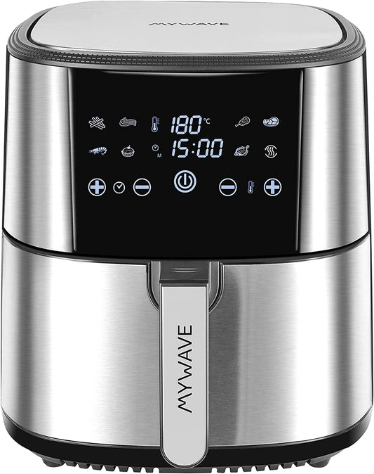 MYWAVE MWFRE-1800 Gaisa cepeškrāsns - 1800W, bez eļļas gatavošana, nerūsējošais tērauds, moderns dizains