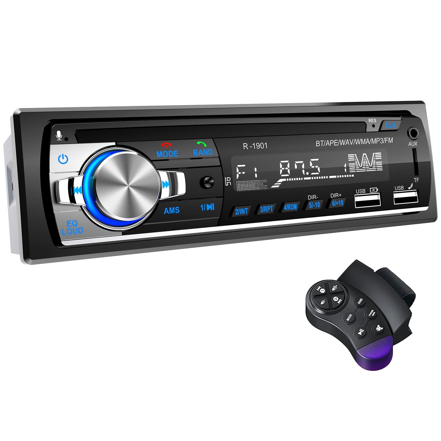 Bluetooth autoraadio RDS CENXINY auto radio Bluetooth 5.0 ar brīvroku funkciju, 1-DIN, FM/2 USB/AUX/SD, EQ/MP3/WMA/WAV, tālvadības pults, iOS/Android
