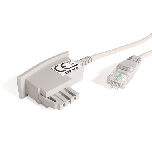 COXBOX 20 m DSL kabelis Fritzbox, Speedport, Easybox - TAE kabelis RJ45 balts - VDSL ADSL WLAN maršrutētāja kabelis ar galvanisko parakstu efektīvai aizsardzībai pret traucējumiem