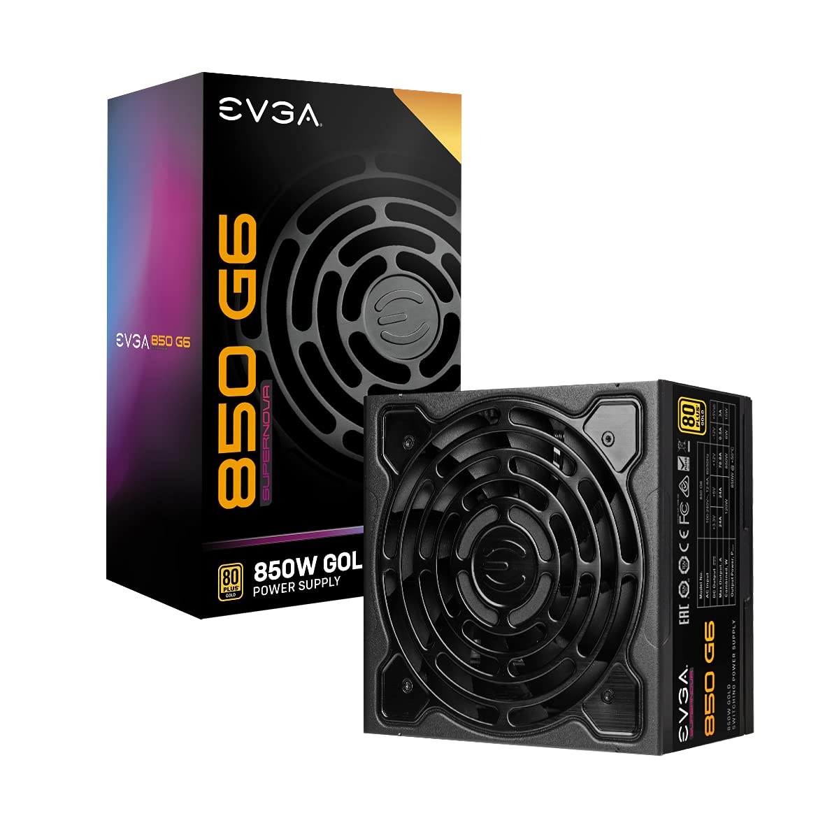 EVGA SuperNOVA 850 G6 - 80 Plus Gold 850W, fully modular, 10-year warranty, includes Power ON Self Tester.