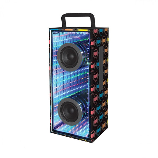 iParty Lexibook Flashboom Bluetooth® skaļrunis, spoguļa efekts, 3,5 mm ligzda, uzlādējama akumulators, melns/sarkans, BTL600