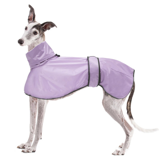 Suņu lietusmētelis Geyecete vēja suņiem, viegla ūdensnecaurlaidīga suņu jaka, regulējama vēja suņu lietus jaka, atstarojošs pončo Greyhounds, Lurcher un Whippets, violeta, XXL