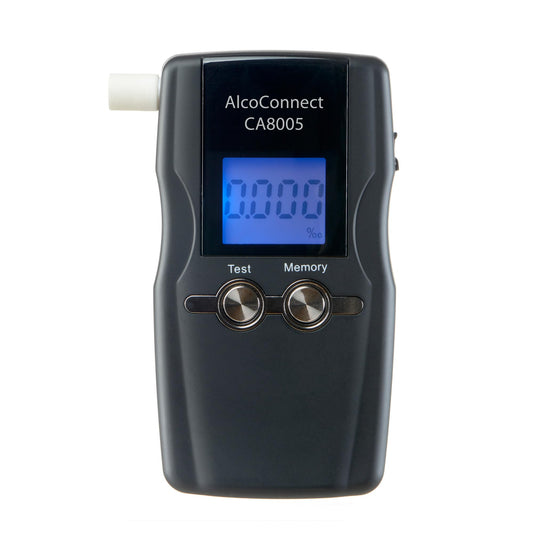 Trendmedic alkohola testers AlcoConnect CA8005-TM9500 / mobilais elpas alkohola mērītājs ar elektroķīmisko sensoru / Professional Fuel-Cell-Sensor | 5 mērījumu atmiņas vietas | *POLIZEIGENAU
