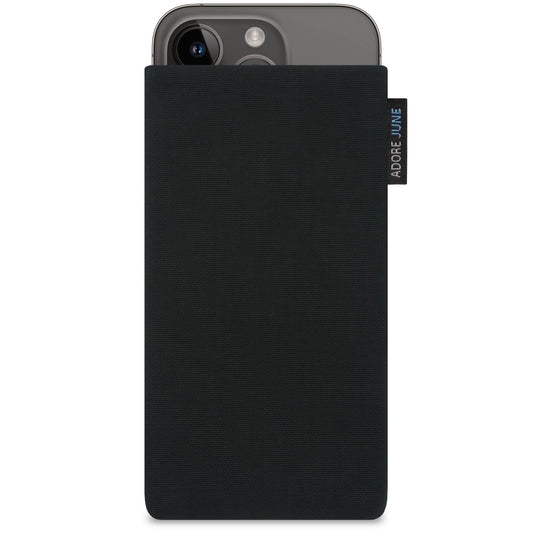 Adore June Classic melns maciņš, saderīgs ar iPhone 15 14 / iPhone 15 14 Pro, telefona maciņš no izturīga Cordura auduma ar displeja tīrīšanas efektu