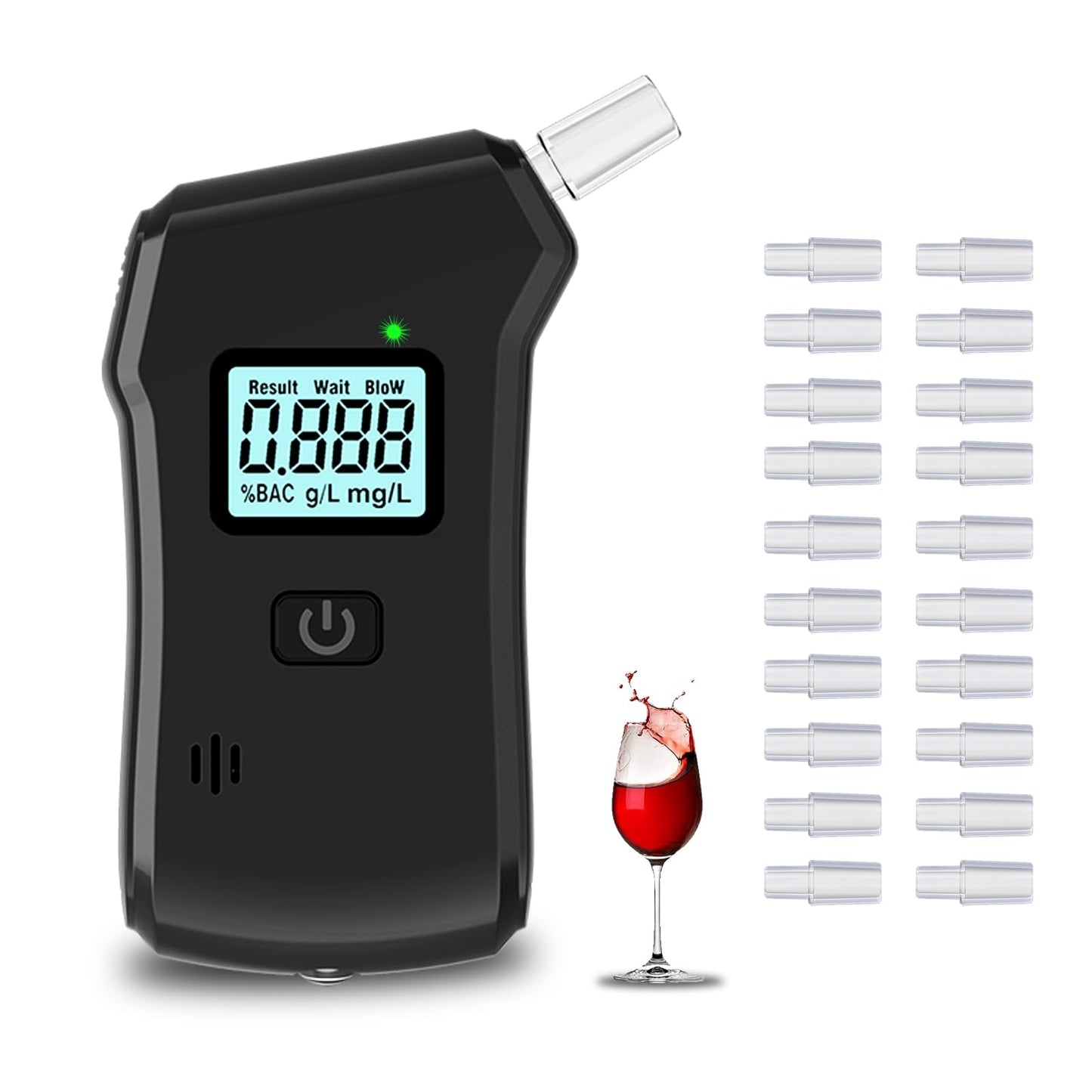 Alkotesteris ar dubulto sensoru, LCD, 20 iemutņiem automašīnai, ceļojumiem un mājām